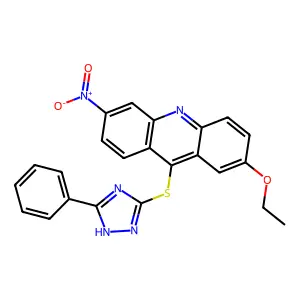2-ethoxy-6-nitro-9-[(5-phenyl-1H-1,2,4-triazol-3-yl)sulfanyl]acridine structure