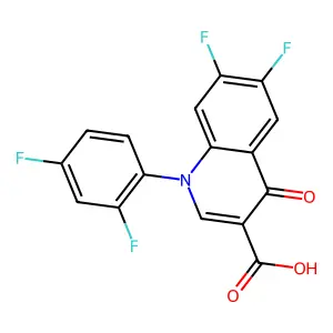 1-(2,4-difluorophenyl)-6,7-difluoro-4-oxoquinoline-3-carboxylic acid structure