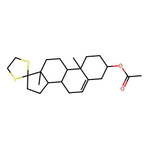 (10,13-dimethylspiro[1,2,3,4,7,8,9,11,12,14,15,16-dodecahydrocyclopenta[a]phenanthrene-17,2'-1,3-dithiolane]-3-yl) acetate structure
