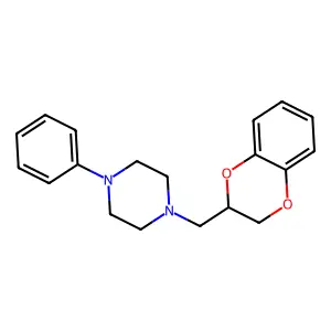 1-(2,3-dihydro-1,4-benzodioxin-3-ylmethyl)-4-phenylpiperazine structure