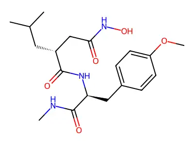 N'-hydroxy-N-[3-(4-methoxyphenyl)-1-(methylamino)-1-oxopropan-2-yl]-2-(2-methylpropyl)butanediamide structure