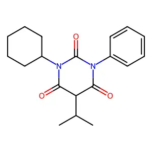 1-cyclohexyl-3-phenyl-5-propan-2-yl-1,3-diazinane-2,4,6-trione structure