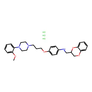 N-(2,3-dihydro-1,4-benzodioxin-3-ylmethyl)-4-[3-[4-(2-methoxyphenyl)piperazin-1-yl]propoxy]anilinetrihydrochloride structure