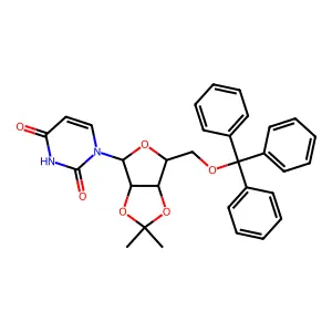 1-[2,2-dimethyl-6-(trityloxymethyl)-3a,4,6,6a-tetrahydrofuro[3,4-d][1,3]dioxol-4-yl]pyrimidine-2,4-dione structure
