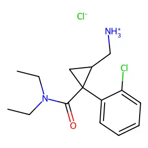 [(1S,2R)-2-(2-chlorophenyl)-2-(diethylcarbamoyl)cyclopropyl]methylazanium chloride structure