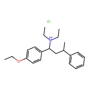 [1-(4-ethoxyphenyl)-3-phenylbutyl]-diethylazanium chloride structure