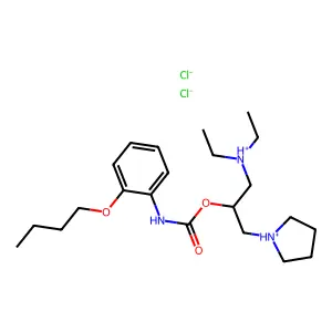 [2-[(2-butoxyphenyl)carbamoyloxy]-3-pyrrolidin-1-ium-1-ylpropyl]-diethylazanium dichloride structure