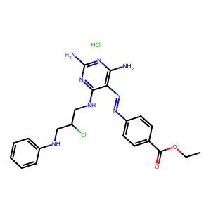 ethyl 4-[[2,4-diamino-6-[(3-anilino-2-chloropropyl)amino]pyrimidin-5-yl]diazenyl]benzoatehydrochloride structure