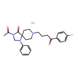 1,3,8-Triazaspiro(4.5)decan-4-one, 3-acetyl-8-(3-(p-fluorobenzoyl)propyl)-1-phenyl-, hydrochloride structure