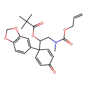 [1-[1-(1,3-benzodioxol-5-yl)-4-oxocyclohexa-2,5-dien-1-yl]-2-[methyl(prop-2-enoxycarbonyl)amino]ethyl] 2,2-dimethylpropanoate structure