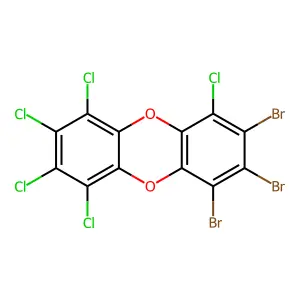 1,2,3-tribromo-4,6,7,8,9-pentachlorodibenzo-p-dioxin structure