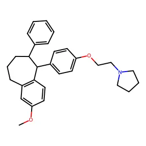 1-[2-[4-(2-methoxy-6-phenyl-6,7,8,9-tetrahydro-5H-benzo[7]annulen-5-yl)phenoxy]ethyl]pyrrolidine structure