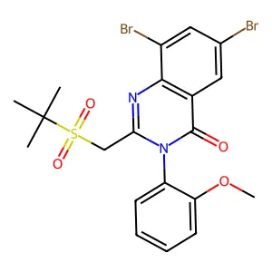 4(3H)-Quinazolinone, 6,8-dibromo-2-(((1,1-dimethylethyl)sulfonyl)methyl)-3-(2-methoxyphenyl)- structure