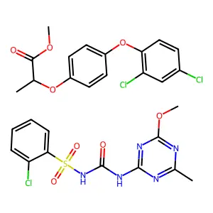 1-(2-chlorophenyl)sulfonyl-3-(4-methoxy-6-methyl-1,3,5-triazin-2-yl)urea;methyl 2-[4-(2,4-dichlorophenoxy)phenoxy]propanoate structure