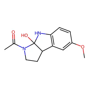 1-(3a-hydroxy-7-methoxy-1,2,4,8b-tetrahydropyrrolo[2,3-b]indol-3-yl)ethanone structure