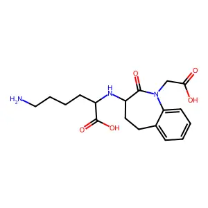 (2S)-6-amino-2-[[(3S)-1-(carboxymethyl)-2-oxo-4,5-dihydro-3H-1-benzazepin-3-yl]amino]hexanoic acid structure