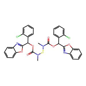 [1,3-benzoxazol-2-yl-(2-chlorophenyl)methyl] N-[[1,3-benzoxazol-2-yl-(2-chlorophenyl)methoxy]carbonyl-methylamino]sulfanyl-N-methylcarbamate structure