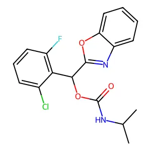 [1,3-benzoxazol-2-yl-(2-chloro-6-fluorophenyl)methyl] N-propan-2-ylcarbamate structure
