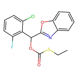 [1,3-benzoxazol-2-yl-(2-chloro-6-fluorophenyl)methyl] ethylsulfanylformate structure