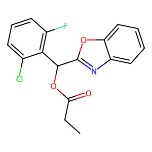 [1,3-benzoxazol-2-yl-(2-chloro-6-fluorophenyl)methyl] propanoate structure