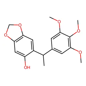 1,3-Benzodioxol-5-ol, 6-[1-(3,4,5-trimethoxyphenyl)ethyl]- structure