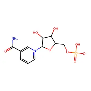 [(2R,3S,4R,5R)-5-(3-carbamoylpyridin-1-ium-1-yl)-3,4-dihydroxyoxolan-2-yl]methyl hydrogen phosphate structure