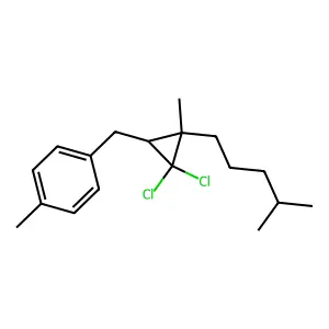 1-[[2,2-dichloro-3-methyl-3-(4-methylpentyl)cyclopropyl]methyl]-4-methylbenzene structure