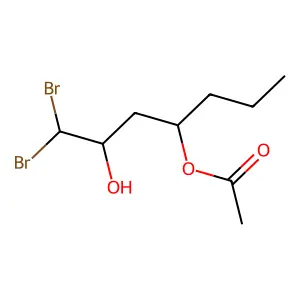 (1,1-dibromo-2-hydroxyheptan-4-yl) acetate structure