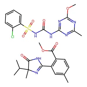 1-(2-chlorophenyl)sulfonyl-3-(4-methoxy-6-methyl-1,3,5-triazin-2-yl)urea;methyl 4-methyl-2-(4-methyl-5-oxo-4-propan-2-yl-1H-imidazol-2-yl)benzoate structure