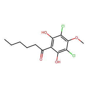 1-(3,5-dichloro-2,6-dihydroxy-4-methoxyphenyl)hexan-1-one structure