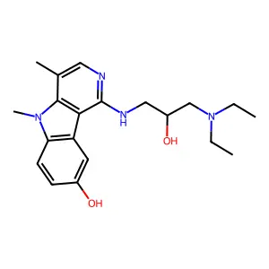 1-[[3-(diethylamino)-2-hydroxypropyl]amino]-4,5-dimethylpyrido[4,3-b]indol-8-ol structure