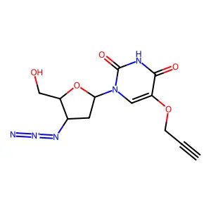 1-[(2R,4S,5S)-4-azido-5-(hydroxymethyl)oxolan-2-yl]-5-prop-2-ynoxypyrimidine-2,4-dione structure