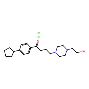 1-Butanone, 1-(4-cyclopentylphenyl)-4-(4-(2-hydroxyethyl)-1-piperazinyl)-, dihydrochloride structure