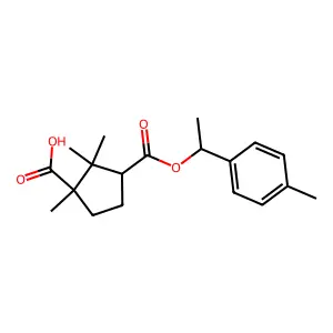 1,2,2-Trimethyl-3-((1-(4-methylphenyl)ethoxy)carbonyl)cyclopentanecarboxylic acid structure