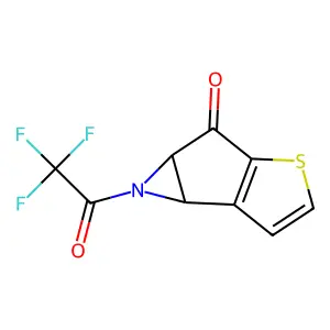 1-(2,2,2-trifluoroacetyl)-1a,5b-dihydrothieno[2',3':4,5]cyclopenta[1,2-b]aziren-2(1H)-one structure