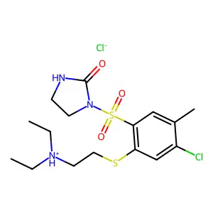2-[5-chloro-4-methyl-2-(2-oxoimidazolidin-1-yl)sulfonylphenyl]sulfanylethyl-diethylazanium chloride structure