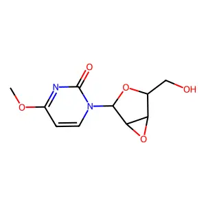 1-[(2R,4R)-4-(hydroxymethyl)-3,6-dioxabicyclo[3.1.0]hexan-2-yl]-4-methoxypyrimidin-2-one structure