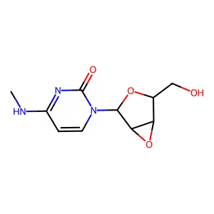 1-[(2R,4R)-4-(hydroxymethyl)-3,6-dioxabicyclo[3.1.0]hexan-2-yl]-4-(methylamino)pyrimidin-2-one structure