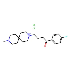Butyrophenone, 4'-fluoro-4-(9-methyl-3,9-diazaspiro(5.5)undec-3-yl)-, dihydrochloride structure