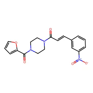 1-(2-furoyl)-4-(3-{3-nitrophenyl}acryloyl)piperazine structure