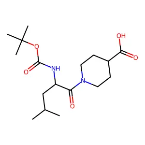 1-[(2S)-4-methyl-2-[(2-methylpropan-2-yl)oxycarbonylamino]pentanoyl]piperidine-4-carboxylic acid structure