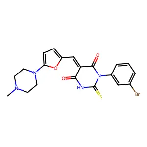 1-(3-bromophenyl)-5-{[5-(4-methyl-1-piperazinyl)-2-furyl]methylene}-2-thioxodihydro-4,6(1H,5H)-pyrimidinedione structure