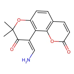 (10Z)-10-(aminomethylidene)-8,8-dimethyl-2H,8H-pyrano[2,3-f]chromene-2,9(10H)-dione structure