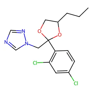 1-[[(2S,4S)-2-(2,4-dichlorophenyl)-4-propyl-1,3-dioxolan-2-yl]methyl]-1,2,4-triazole structure