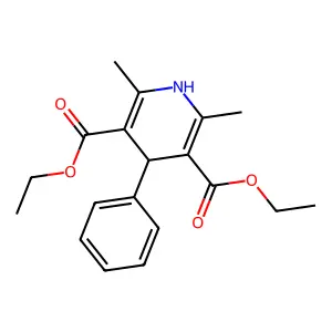 diethyl 2,6-dimethyl-4-phenyl-1,4-dihydropyridine-3,5-dicarboxylate structure