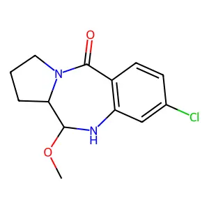 1,2,3,10,11,11a-Hexahydro-8-chloro-11-methoxy-5H-pyrrolo(2,1-c)(1,4)benzodiazepin-5-one structure