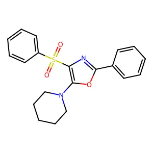 1-[2-phenyl-4-(phenylsulfonyl)-1,3-oxazol-5-yl]piperidine structure