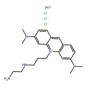 10-[3-(2-aminoethylamino)propyl]-3-N,3-N,6-N,6-N-tetramethylacridin-10-ium-3,6-diamine;platinum(2+);trichloride structure