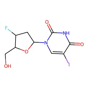 1-[(2R,4S,5R)-4-fluoro-5-(hydroxymethyl)oxolan-2-yl]-5-iodopyrimidine-2,4-dione structure