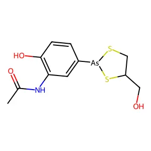 N-[2-hydroxy-5-[4-(hydroxymethyl)-1,3,2-dithiarsolan-2-yl]phenyl]acetamide structure